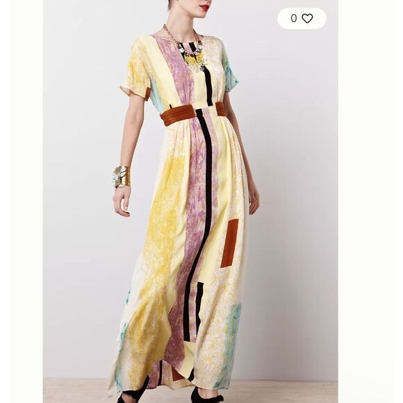 Anthropologie Dresses & Skirts - Anthropologie H by Helen Bullock Penelope Dress Silk Maxi sz 4 Abstract Yellow